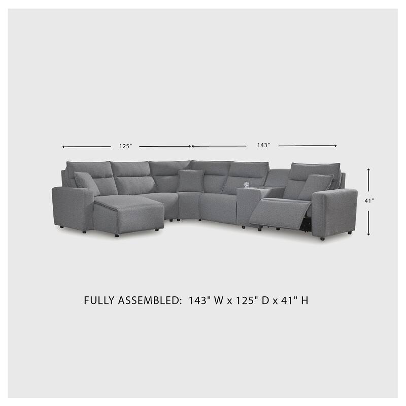 Signature Design by Ashley Modmax Gray 6-Piece Power Reclining Sectional with Chaise - 143" W x 125" D x 41" H