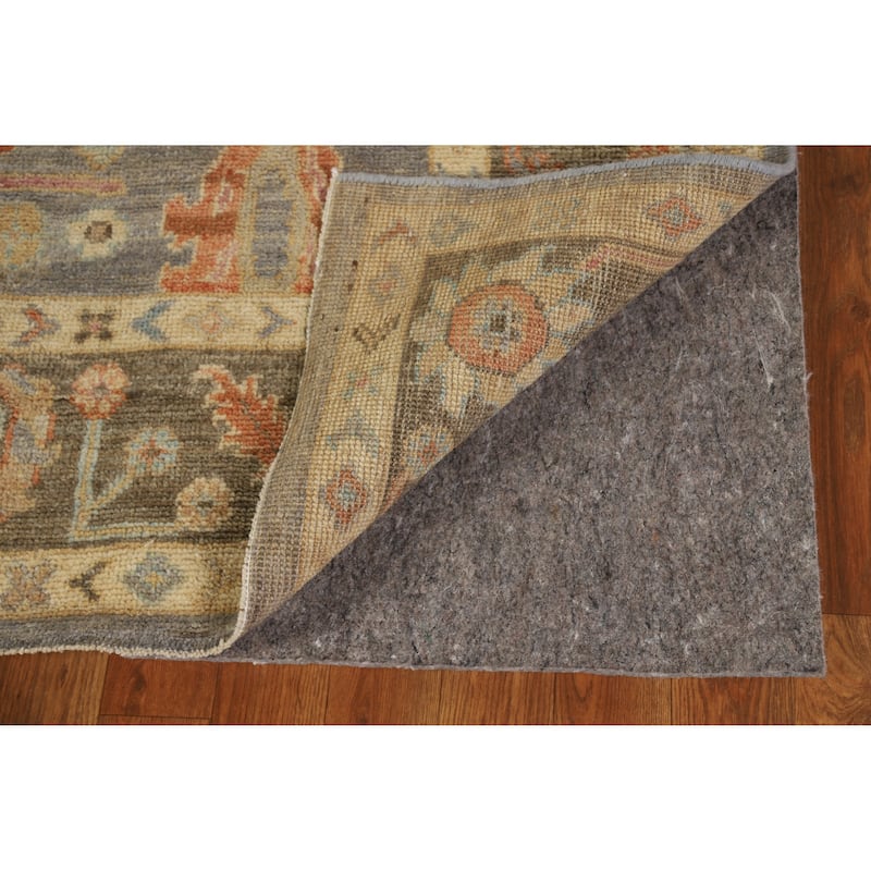 Hand Knotted Oriental 100% Wool Carpet Transitional All-Over Greys & Charcoal Oushak Area Rug - 9' 1'' X 6' 0''