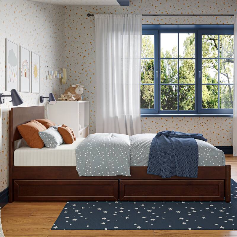 Wesley Platform Bed with Panel Footboard and Storage Drawers