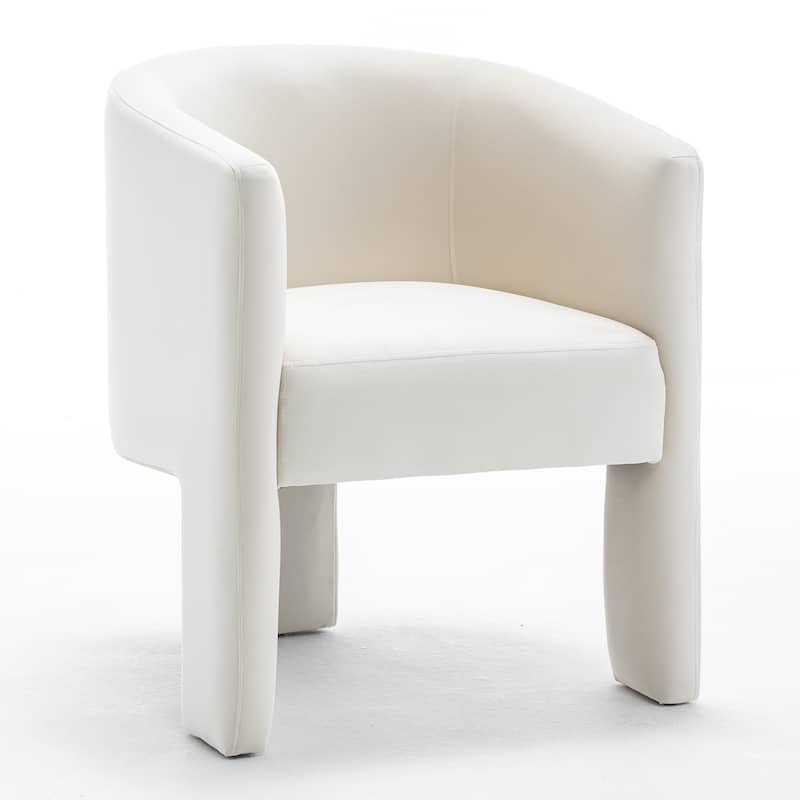 SEYNAR Modern Velvet Accent Chair, Upholstered Barrel Chair with Unique Solid Base for Living Room Soft Club Chair