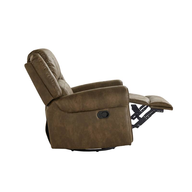 Monroe Polished Microfiber Nailhead Swivel Glider Recliner by iNSPIRE Q Classic