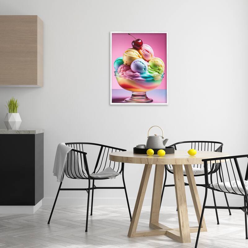 Stupell Rainbow Hued Sundae Dessert Framed Giclee Art Design By Tabz Jones