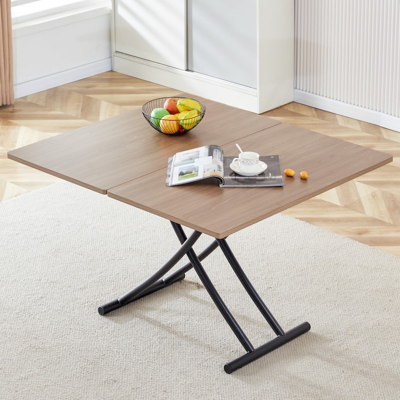 GDFStudio Tharion Wood Lift Table with Multifunctional Adjustable Design