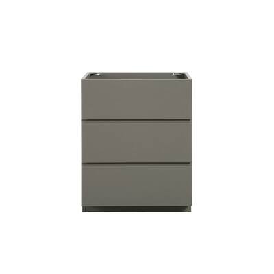 Contemporary 24" Gray Floor Cabinet for Bathroom with 3 Drawers, Maximized Storage, Pre-Assembled, Without Basin