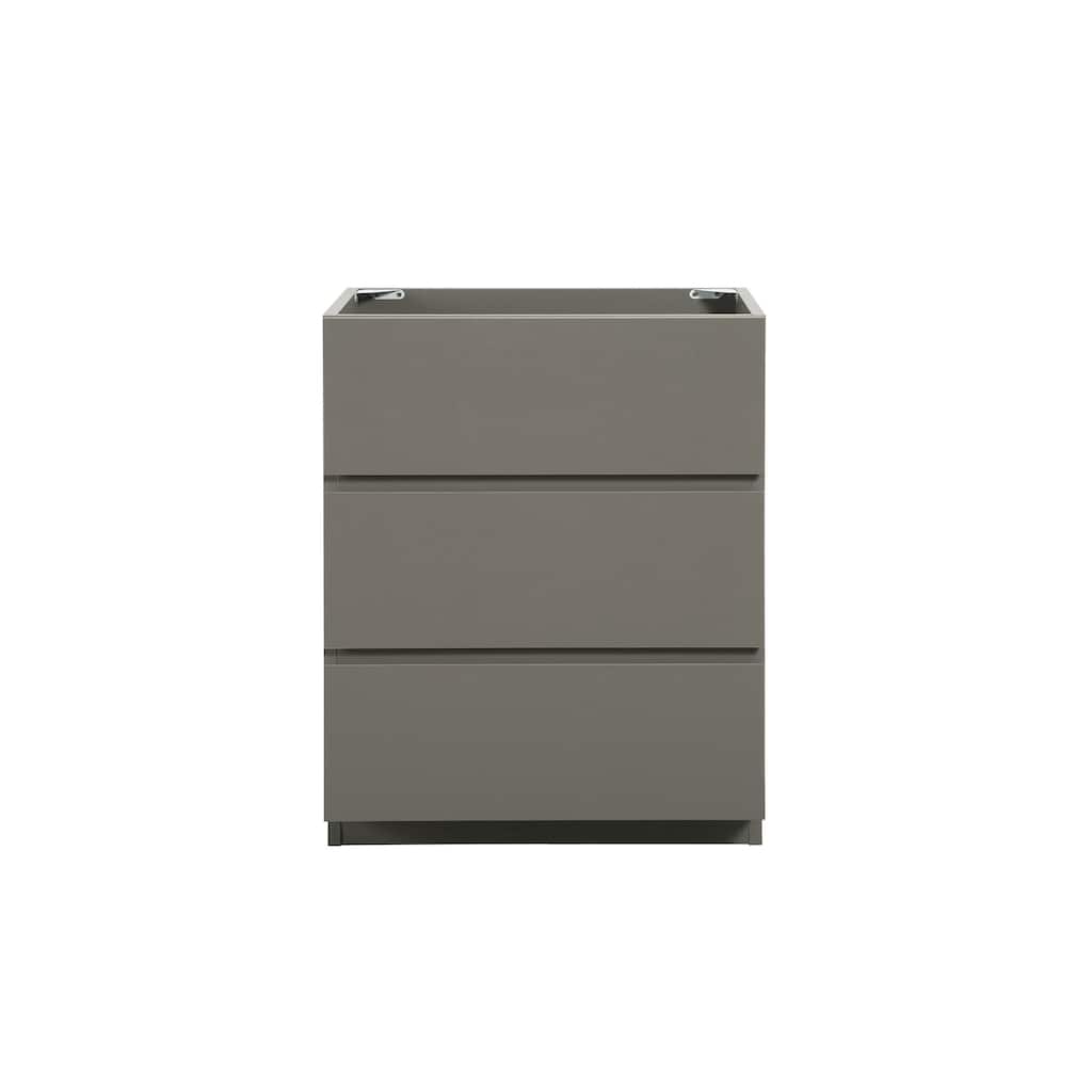 Contemporary 24" Gray Floor Cabinet for Bathroom with 3 Drawers, Maximized Storage, Pre-Assembled, Without Basin