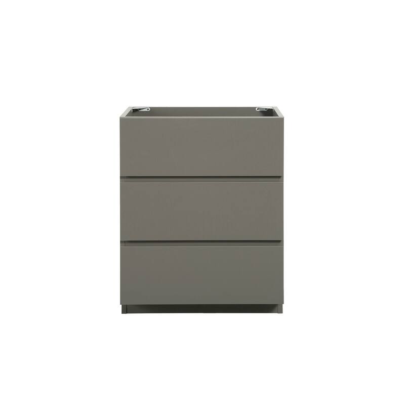 GDFStudio - Alice Gray Freestanding Bathroom Cabinet with Three Soft-Close Drawers, Pre-Assembled, No Basin - 24" - Gray