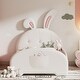 preview thumbnail 10 of 15, Twin Size Upholstered Platform Princess Bed Frame with Rabbit-Shape Headboard and Footboard Pocket for Bedroom