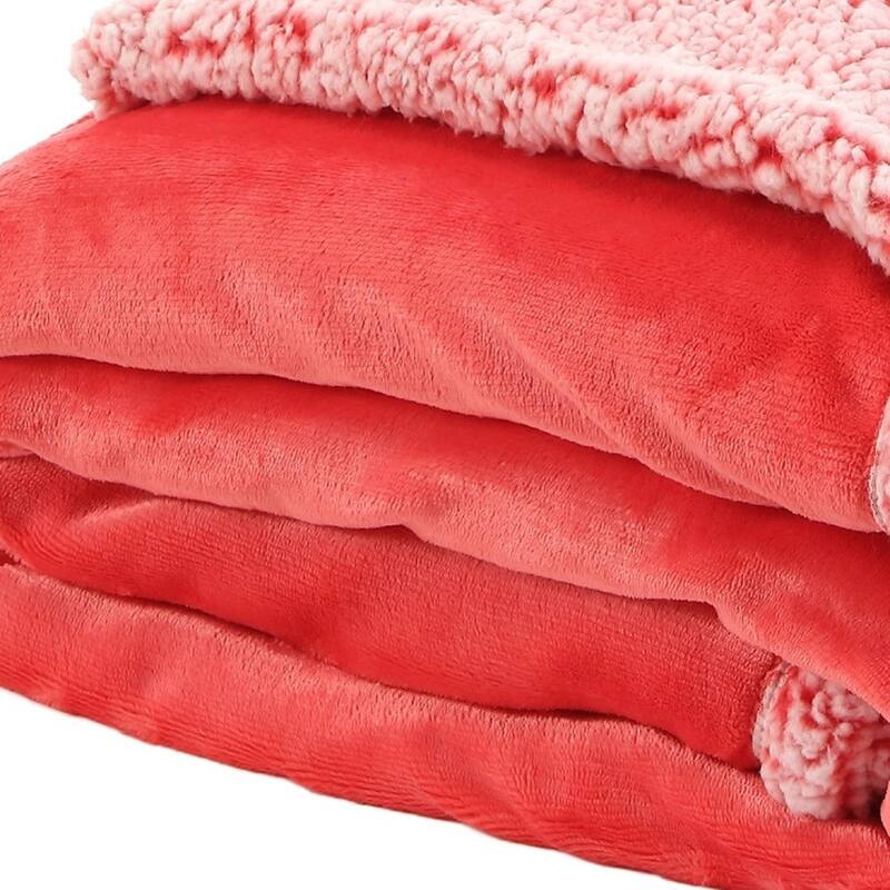 50" X 60" Fuchsia Knitted Polyester Plush Throw Blanket