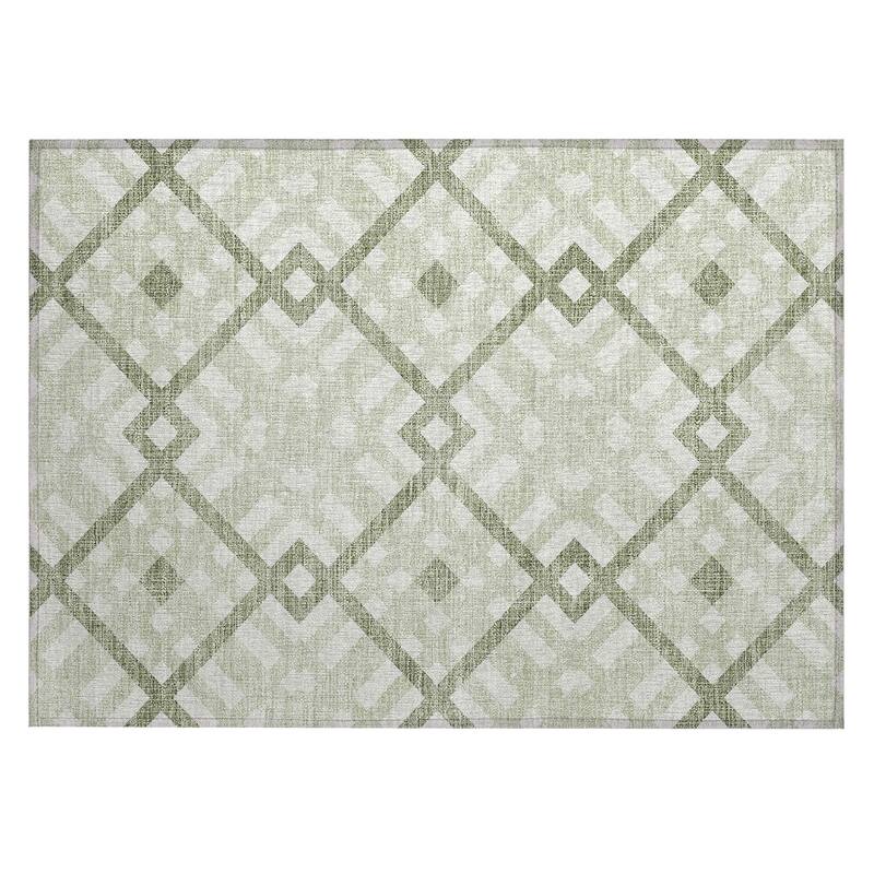 Machine Washable Indoor/ Outdoor Chantille Modern Trellis Rug
