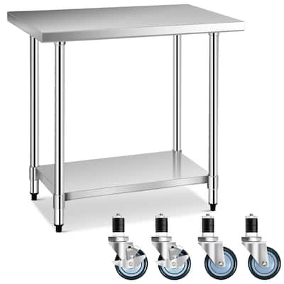 Gymax 24'' x 36'' Stainless Steel Commercial Kitchen Work Table w/ 4 - See Details