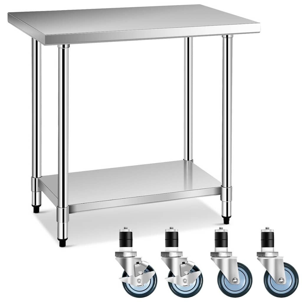 Gymax 24'' x 36'' Stainless Steel Commercial Kitchen Work Table w/ 4 - See Details