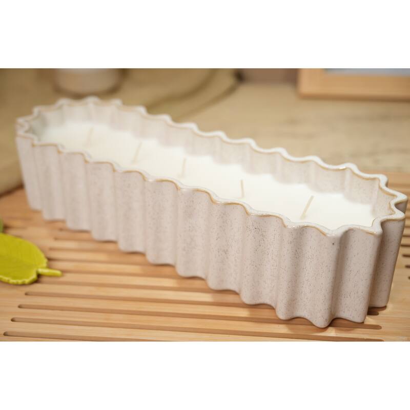 14.13in Ribbed Ceramic Ledge Candle - 31.5oz Santal