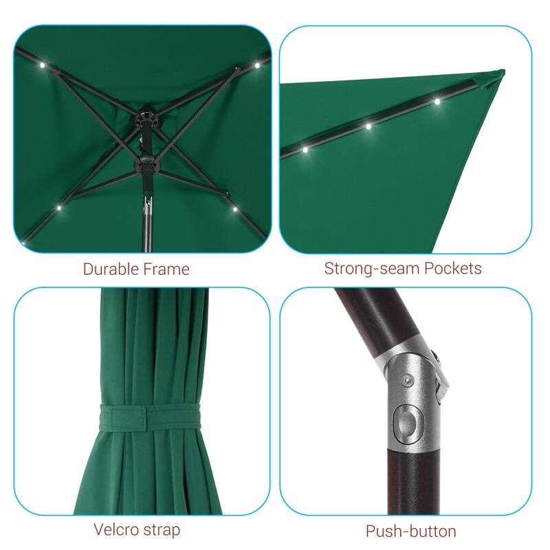 LIVOOSUN 6.5×6.5FT LED Square Patio Umbrella with UPF50+, Tilt Function, and Wind-Resistant Design——Experience Outdoor Comfort