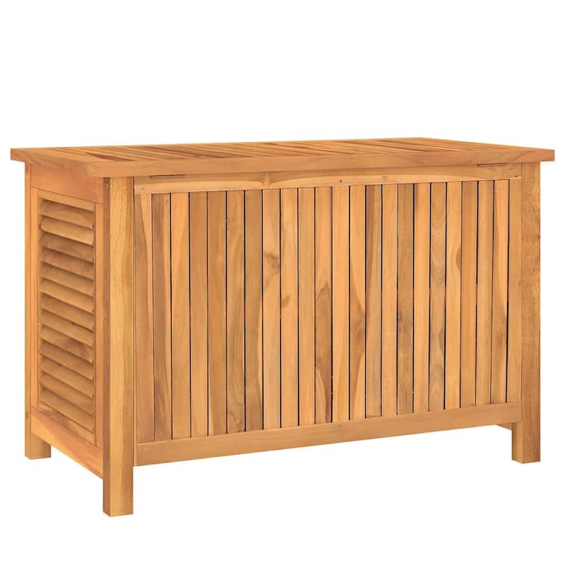 vidaXL Patio Storage Box Outdoor Cushion Storage with Bag Solid Wood Teak