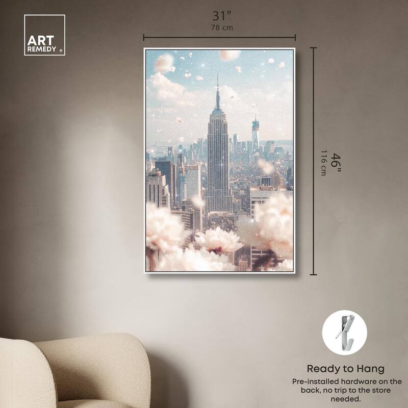 Peonies Over New York Canvas by Art Remedy