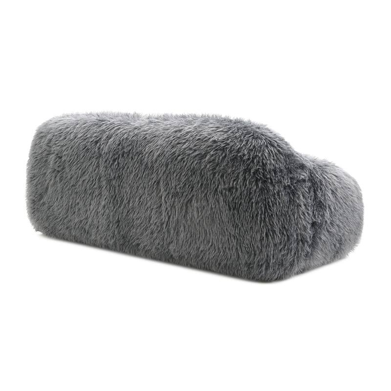 Furniture of America Cynra Modern 82-inch Faux Fur Sofa with Ball Pillow