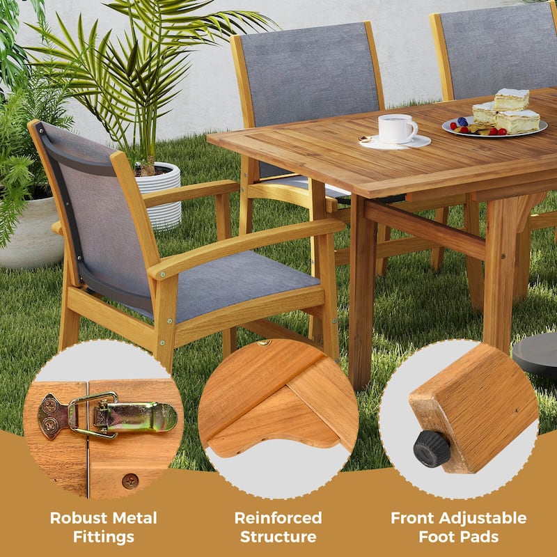 Costway 9 PCS Acacia Wood Outdoor Dining Set for 6-8 with 1.97" - See Details