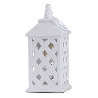 Parlane White Ceramic Lattice Lantern