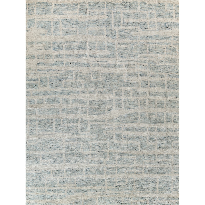 EXQUISITE RUGS Aldridge Hand-knotted Wool/Bamboo Silk Light Blue/Ivory Area Rug.
