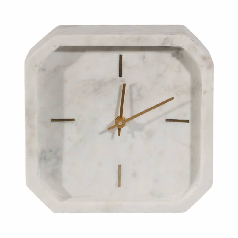 Modern Glam Marble & Stone Clock for Home Decor