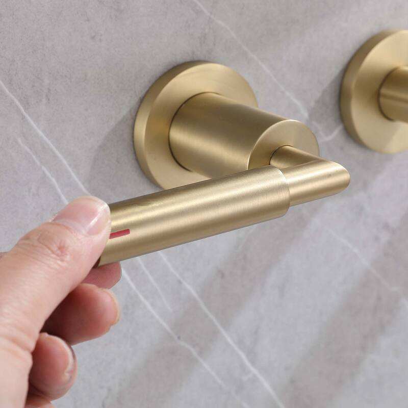 Wall Mount Bathroom Faucet 2 Handle Bathroom Sink Faucets 3 Hole Luxury Modern Mixer Taps With Valve