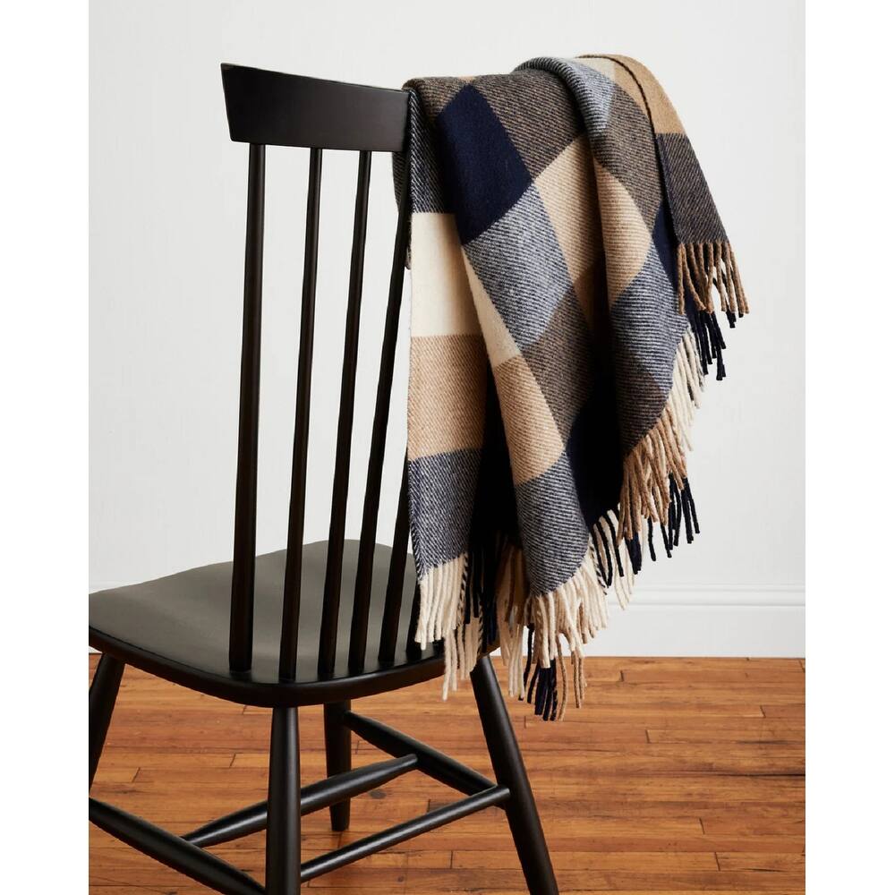 Pendleton Eco-wise Navy / Camel Fringed Throw