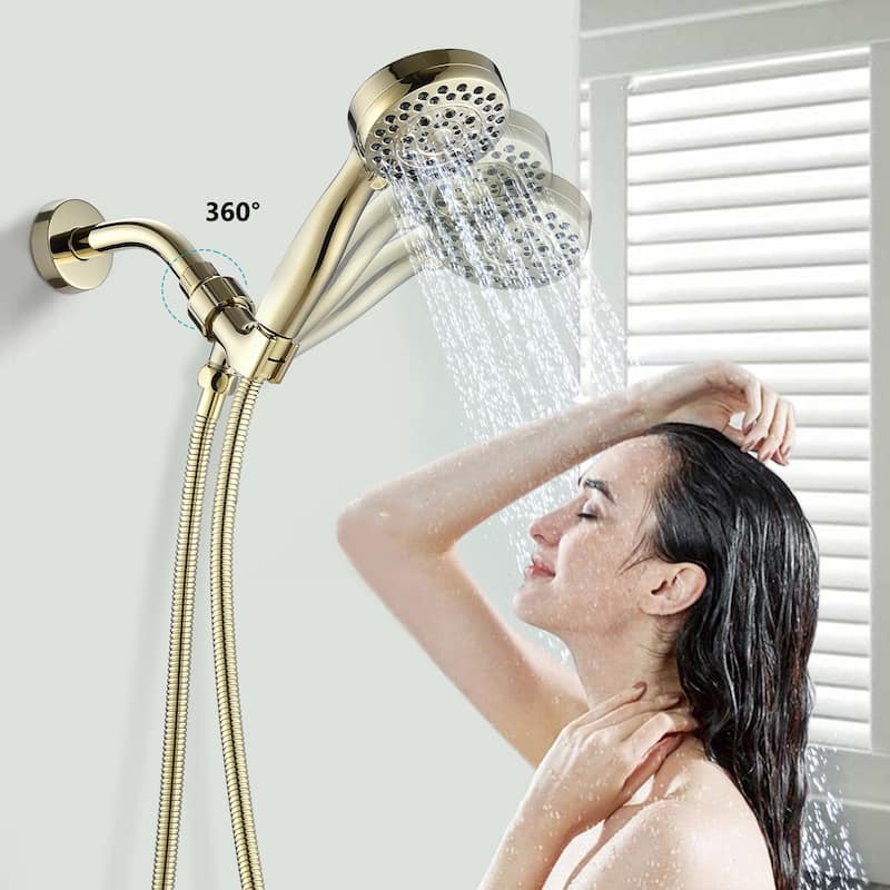 High Pressure Handheld Shower Head 5 Mode Settings Showerhead 3.5" Showerhead Set with 59 Inch Hose and Adjustable Bracket