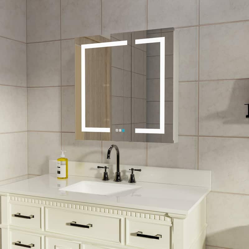 30" Aluminum Surface Mount Medicine Cabinet with Mirrors and Shelves - 30" X 30"