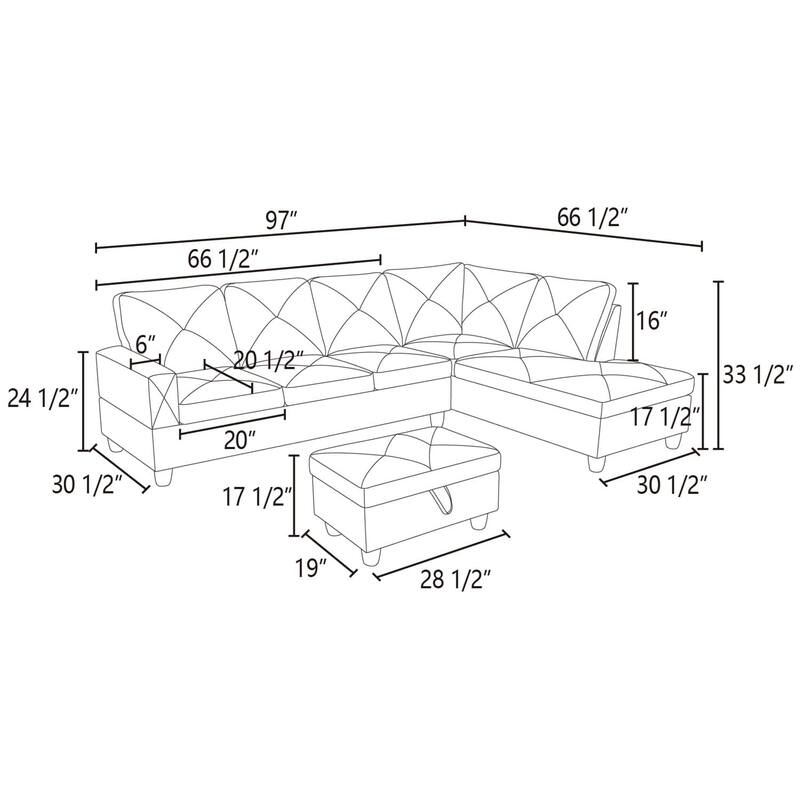 Off-White Flannelette 3-Piece Living Room Sofa Set