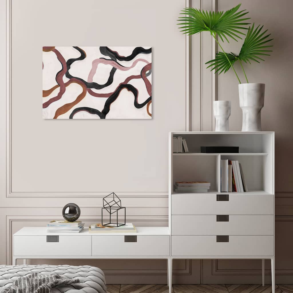 Wynwood Studio Abstract Paths of Life I Red and Dark Red Modern & Contemporary Wall Art Canvas Print