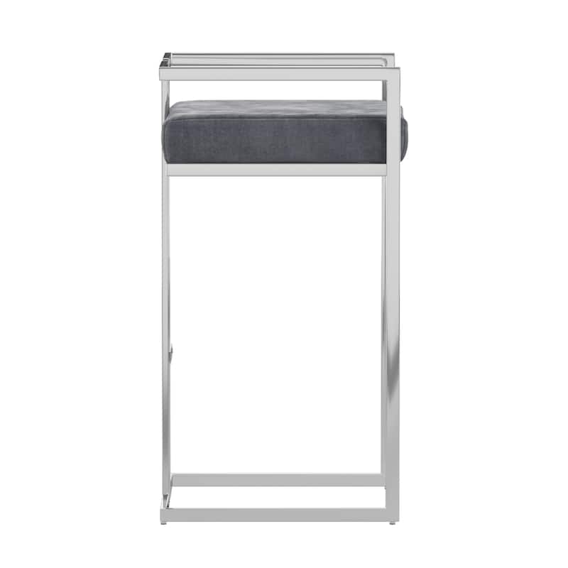 Tanner Velvet Upholstered Chrome Finish Metal Barstool (Set of 2) by iNSPIRE Q Bold