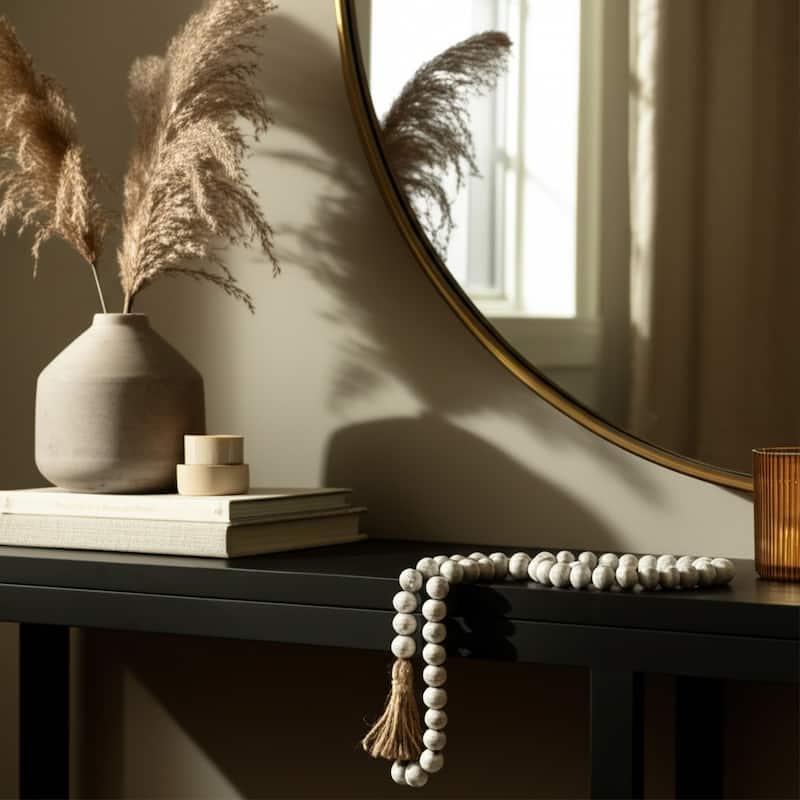 Mango Wood Double Beaded Garland with Tassel