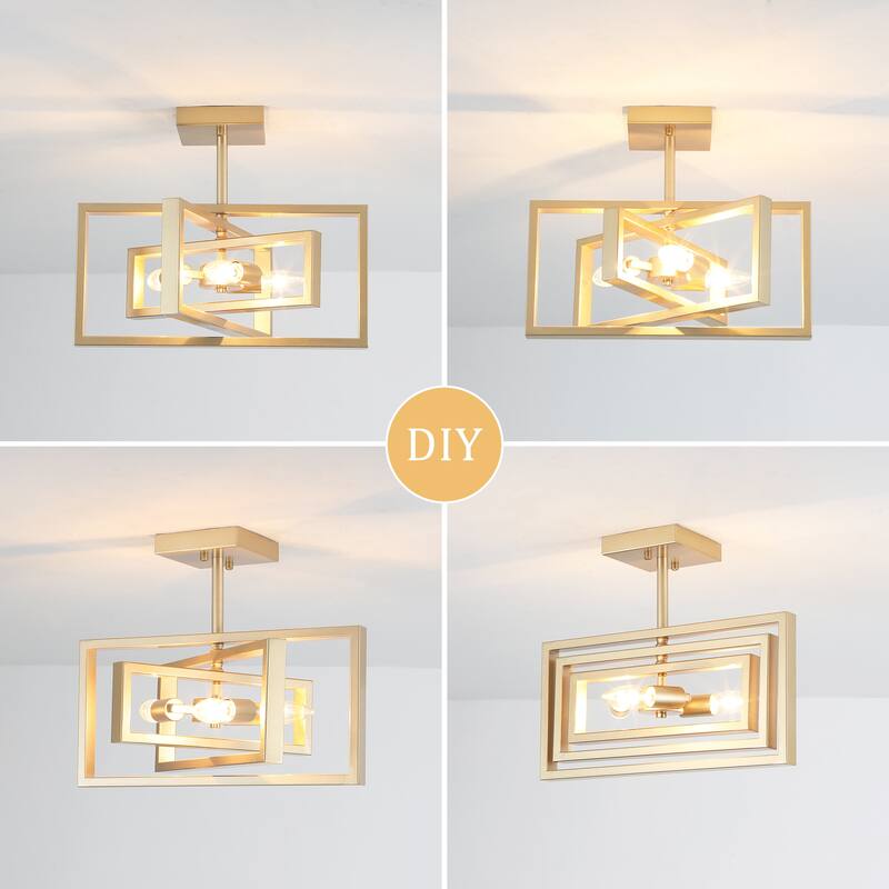 15.8 in. 3-Light Modern Farmhouse Semi-Flush Mount Ceiling Light, Classic Semi Flush Mount Chandelier for Kitchen Dining Room