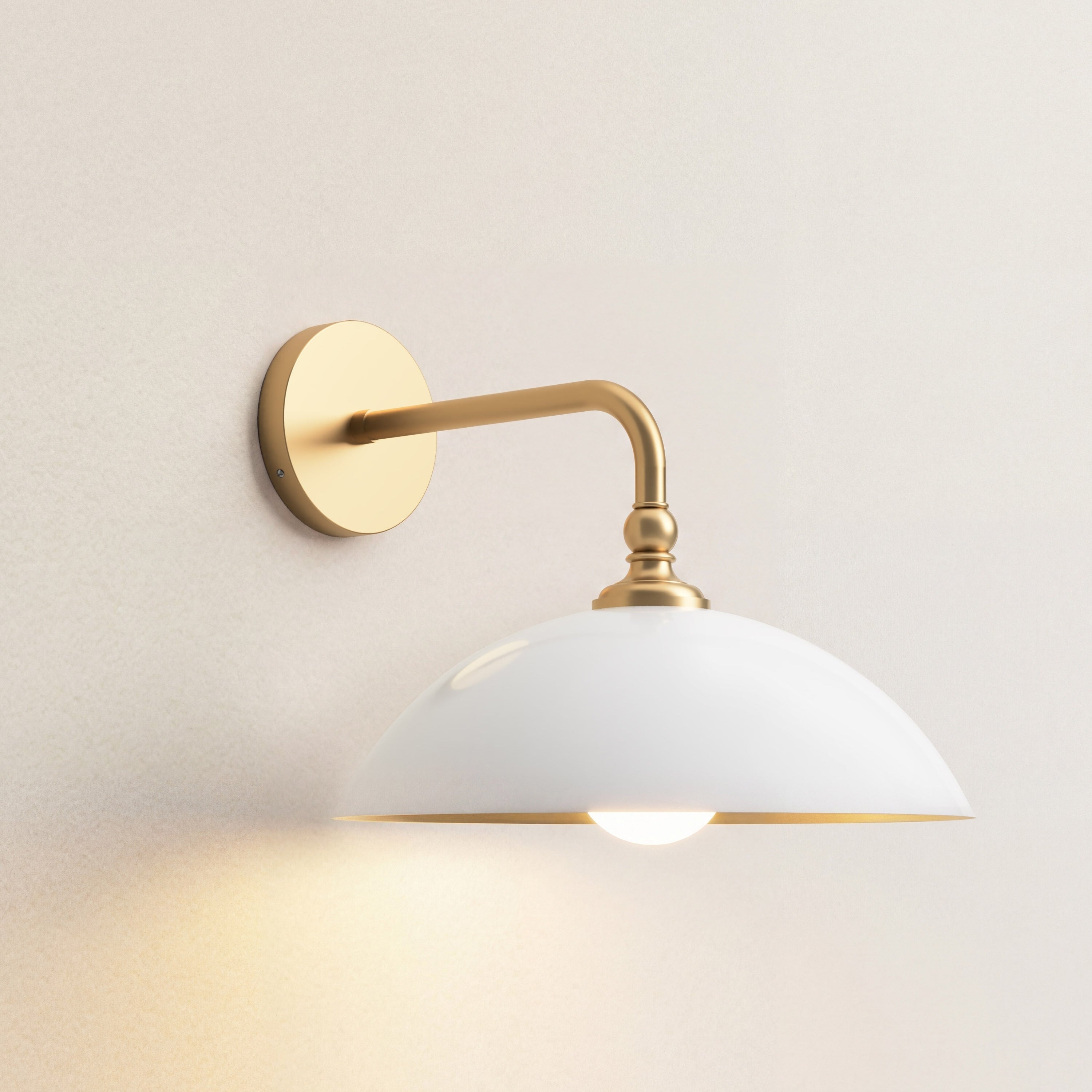 Cuenco Dome Wall Sconces - 12.5" Metal & Natural Beige, Brushed Gold 1-Light Wall Sconces For Bedroom, Hallway in Modern Style