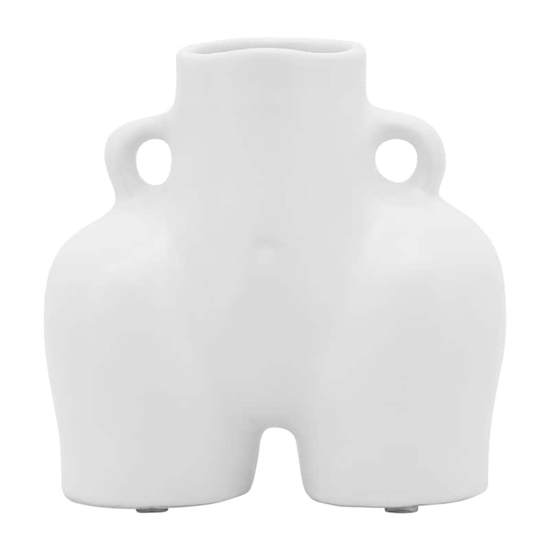 Sagebrook Home 6" Half Body Vase Contemporary Abstract Ceramic Body Shaped Flower Vase Unique Decorative Table Accent - White