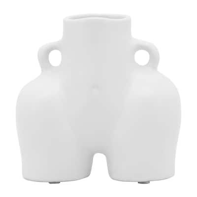 Sagebrook Home 6" Half Body Vase Contemporary Abstract Ceramic Body Shaped Flower Vase Unique Decorative Table Accent
