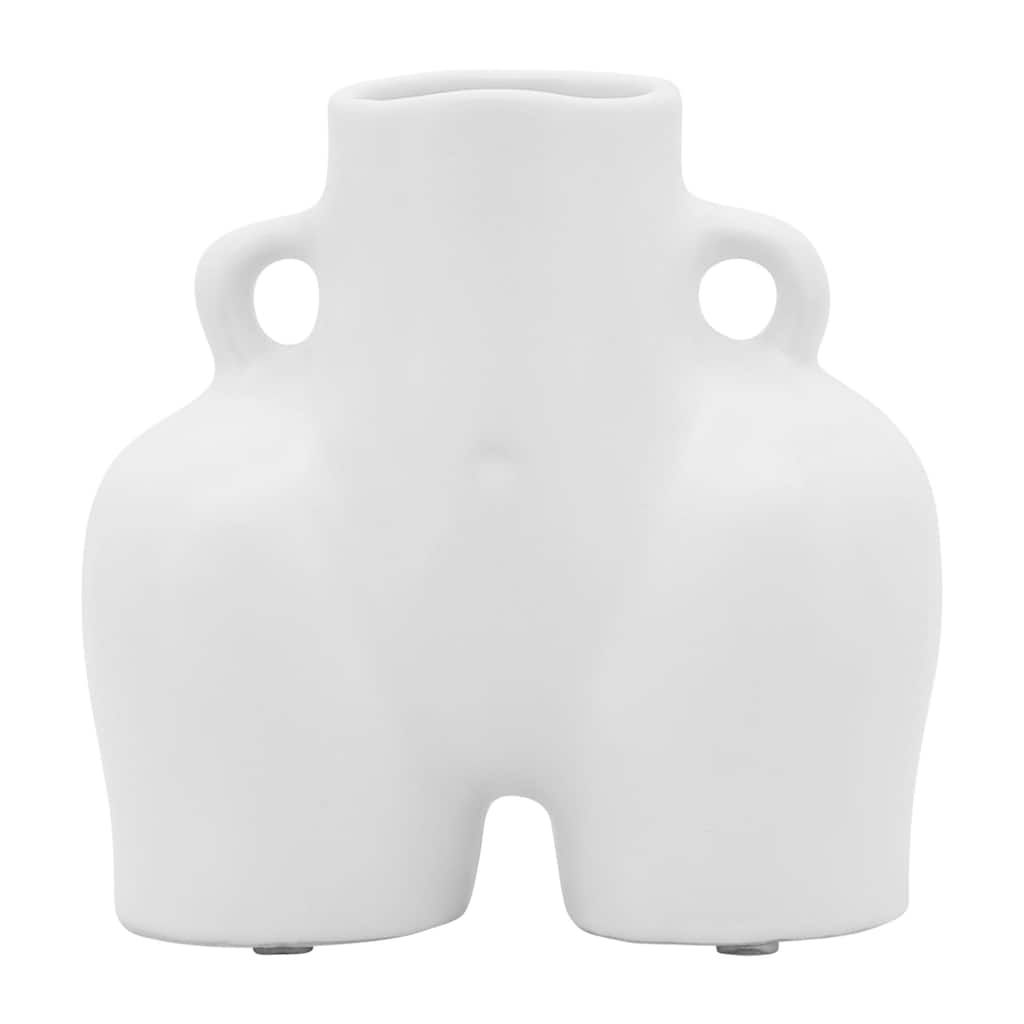 Sagebrook Home 6" Half Body Vase Contemporary Abstract Ceramic Body Shaped Flower Vase Unique Decorative Table Accent