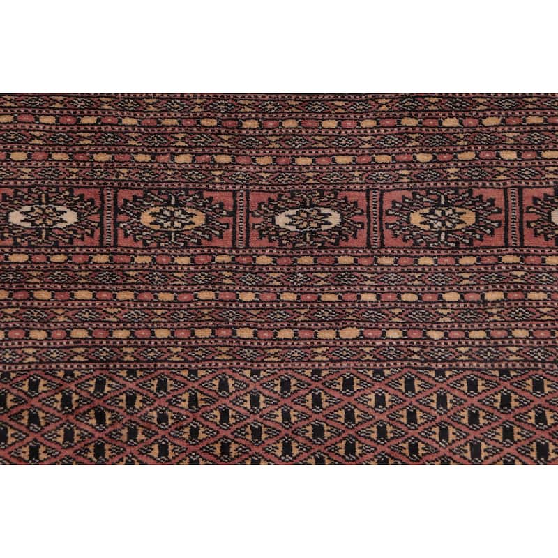 Rustic Bokhara Hoffman Peach/Black Hand Knotted Wool Rug - 9'5'' x 11'10''