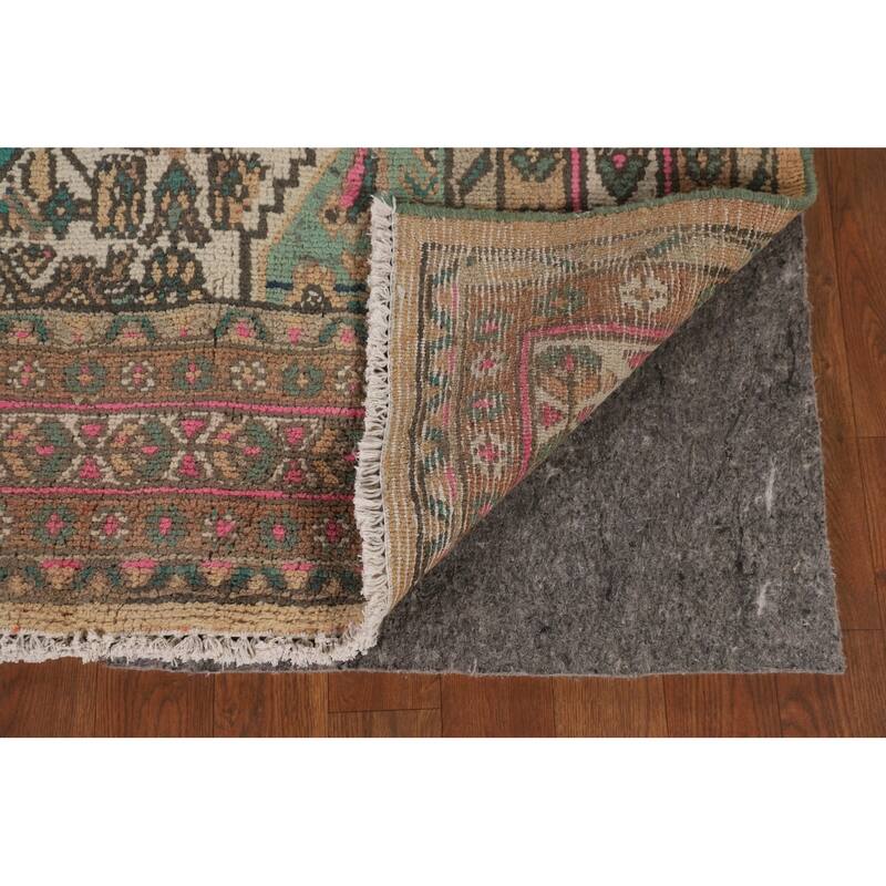 Hamedan Persian Vintage Rug Geometric Hand-Knotted Wool Carpet - 7'0"x 10'0"