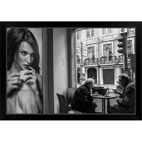 "Coffee's Conversations" Black Framed Print