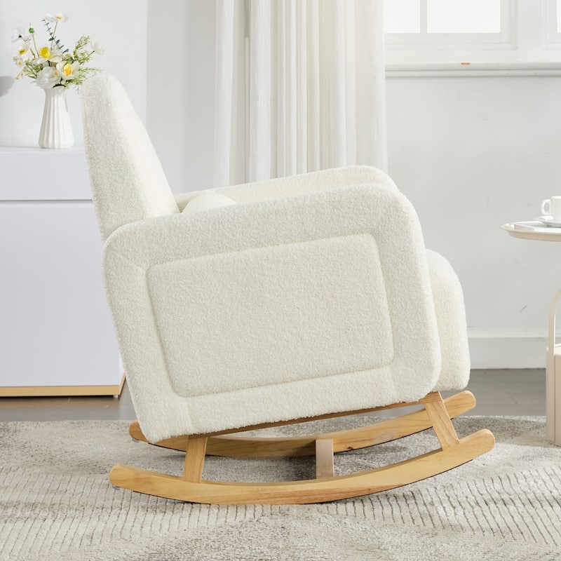 Accent Rocking Chair with Pillow, Ultimate Comfort for Your Home, Teddy Velvet