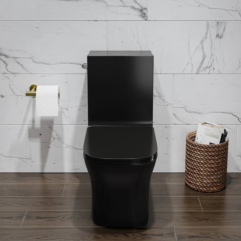 Concorde One-Piece 12" Rough-In 1.28 Gpf Left-Hand Flush Square Toilet In Glossy Black