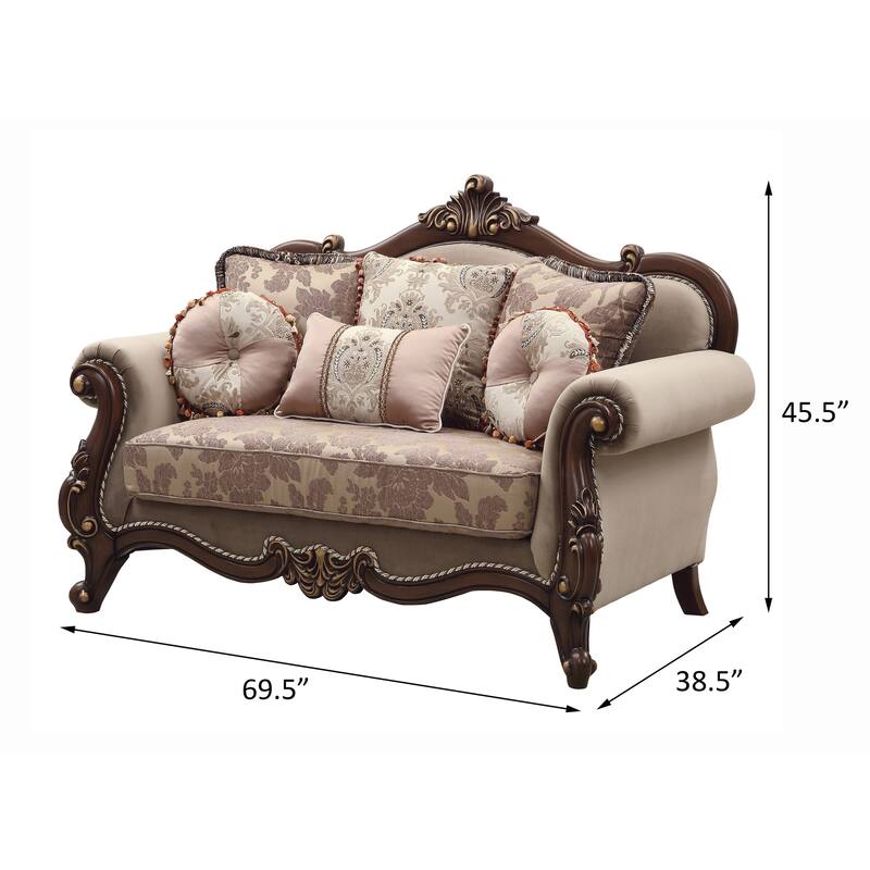 Leith Beige and Walnut Loveseat with Queen Leg