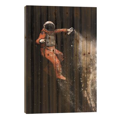 Astronaut Print On Wood by Florent Bodart - Multi-Color
