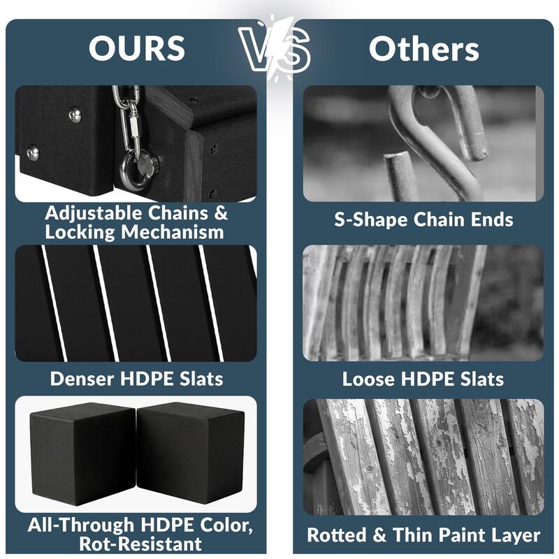 Nashville Poly 54 Inch Porch Swing with Folding Cup Holder