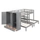 preview thumbnail 7 of 28, Full-over-Twin-Twin Bunk Bed with Wardrobe, Shelves and Mirror