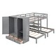 preview thumbnail 7 of 28, Minimalist Design Full-Over-Twin-Twin Bunk Bed with 3 drawers,Shelves, Wardrobe and Mirror,Store Books,Display Decorations