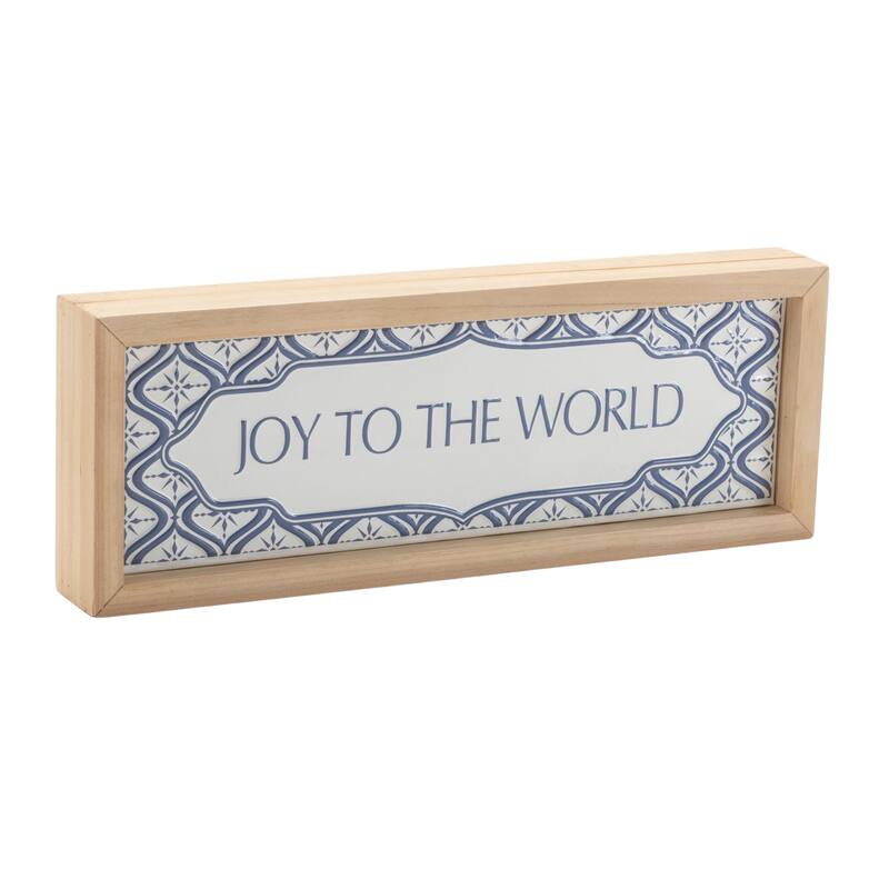 Joy to the World Wooden Christmas Sign with Rustic Fir Wood Wall Plaque for Entryway or Living Room - 12”L x 1.75”W x 4.5”H