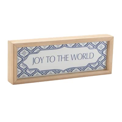 Joy to the World Wooden Christmas Sign with Rustic Fir Wood Wall Plaque for Entryway or Living Room - 12”L x 1.75”W x 4.5”H
