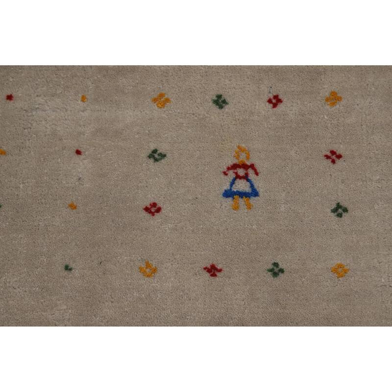 Tribal Gabbeh Oriental Area Rug Handmade Silk Carpet - 9'4" x 11'9"